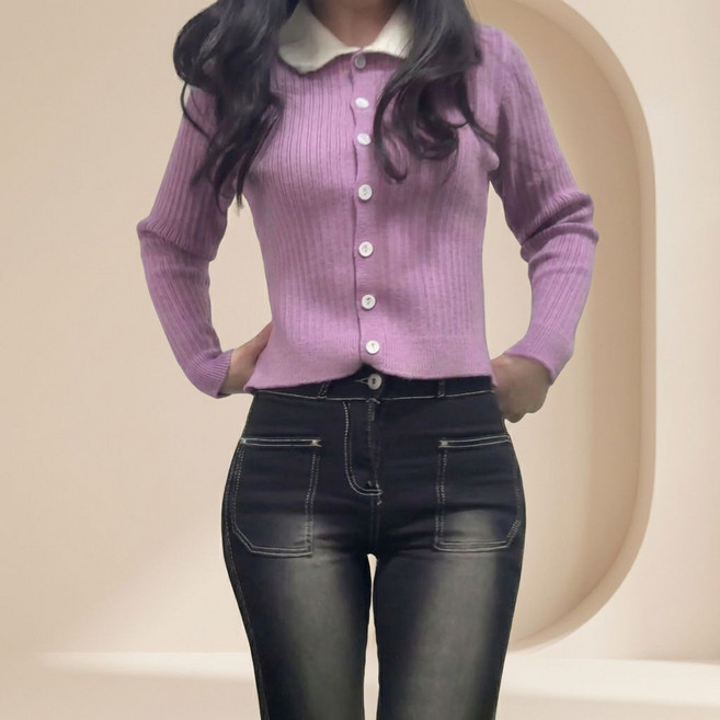 포근쓰 부드러운 봄 여성 니트티 아이보리 레드 연보라 니트