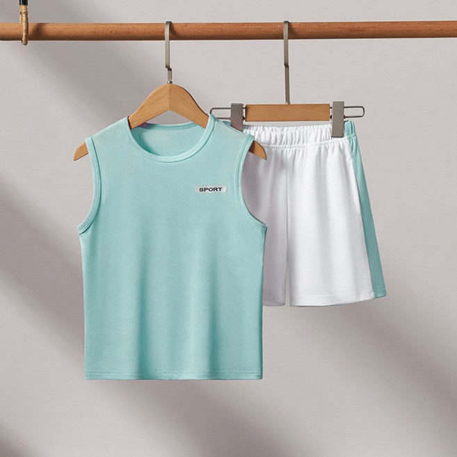 UPPERCUT 아동 민소매 상하복세트 초등학생 여름 기능성 트레이닝복 메쉬 민소매+반바지 세트 남녀공용