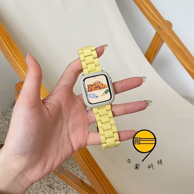 蘋果手錶錶帶 保護殼套裝, 糖果色三株-套裝黃色,46mm（S11/S10）通用, 1個