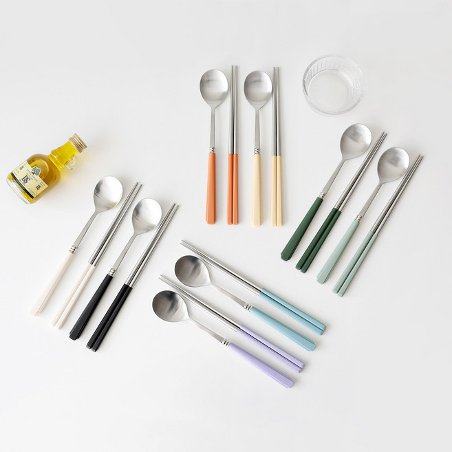 [1+1 2인세트] 카모메키친 국산 수저세트 커트러리, 딥포레스트, 숟가락 2개 + 젓가락 2개, 1세트