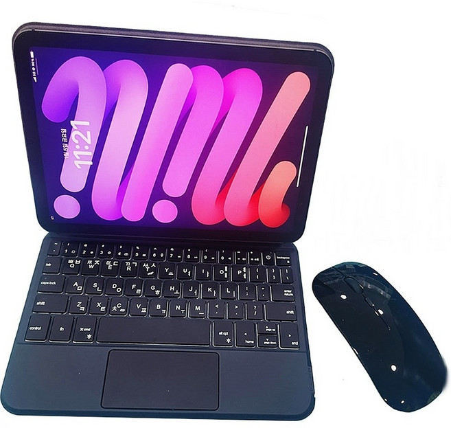 Worldex 아이패드 호환 미니6 미니7 (A17pro) 한글 매직키보드, black+black, black, 일반형