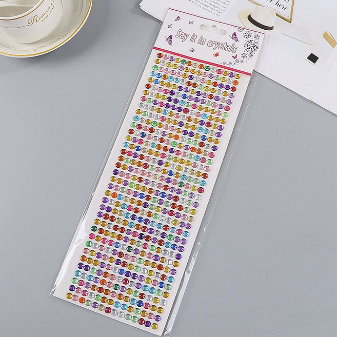 리리월드 프리미엄 3D 컬러 비즈 큐빅 보석 스티커, 1장, 크리스탈 레인보우 써클A