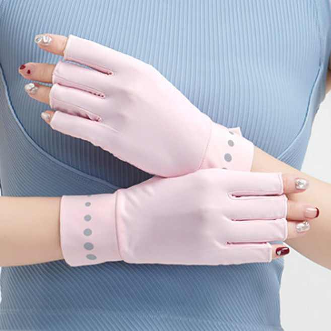 여성 쿨 반장갑 여름 운전 등산 장갑 손가락 자전거, 핑크, 1개