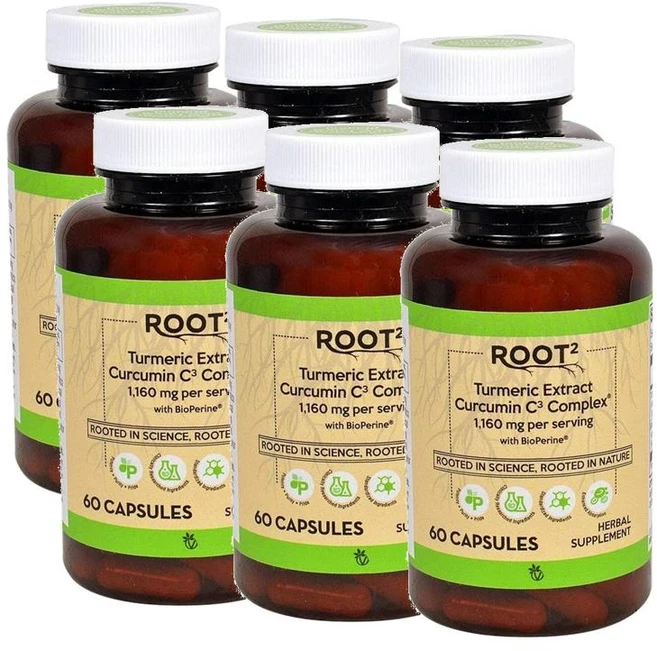 비타코스트 ROOT2 터메릭 커큐민 C3 컴플렉스 1160mg 퍼서빙 바이오페린 Vitacost Turmeric Extract Curcumin C3 Complex, 6개, 60정 - 쿠팡