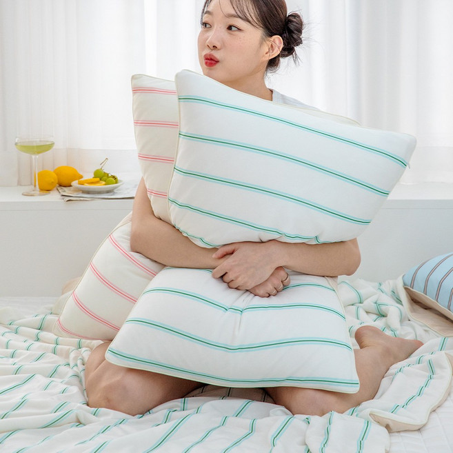 드리울 코지 스트라이프 냉감 여름이불, 텐더민트