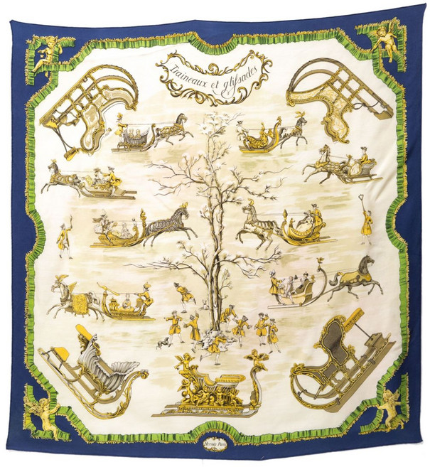 에르메스 중고 1966 트레이노에 글리사드 스카프