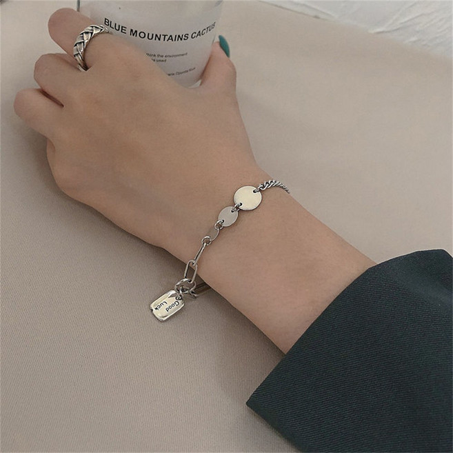 besteffie 여성 팔찌 패션 심플 디자인 링크 체인 장식 실버 여성 데일리 쥬얼리 K87