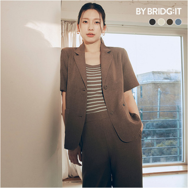 [바이브리짓] 26SS 링클프리 썸머 셋업 4종(자켓+슬리브리스+하프팬츠+롱팬츠)