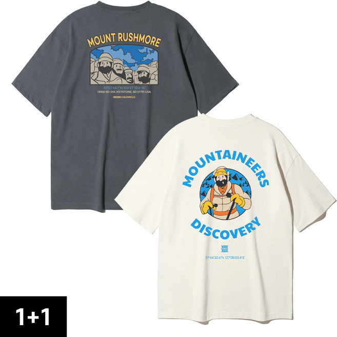 [2PACK] 앨빈클로 마운틴 클라이머 러쉬모어 오버핏 반팔티 2종 패키지