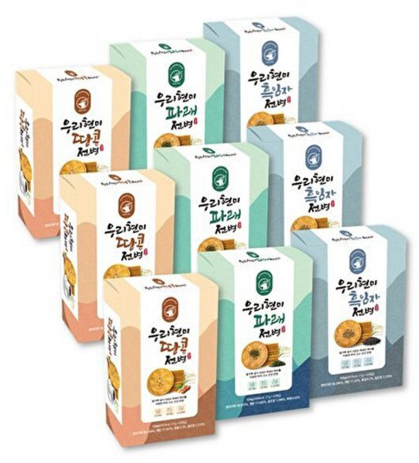 신화당 우리현미전병 (땅콩3+파래3+흑임자3), 9박스, 126g