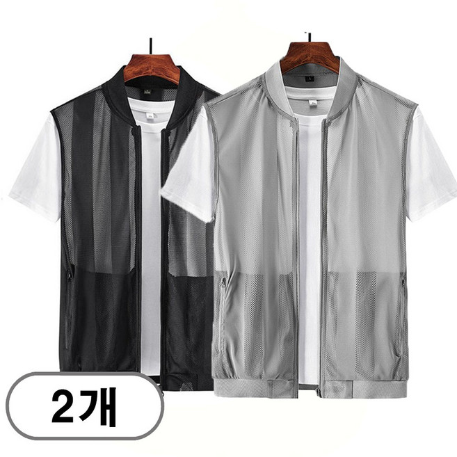 차쿠 1+1 남성 여름 조끼 통풍 메쉬 쿨 조끼 시원한 낚시 캠핑 조끼 중년 아빠 빅사이즈 작업조끼