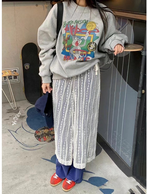 리본 레이스 자수 레이어드 롱스커트 망사 치마