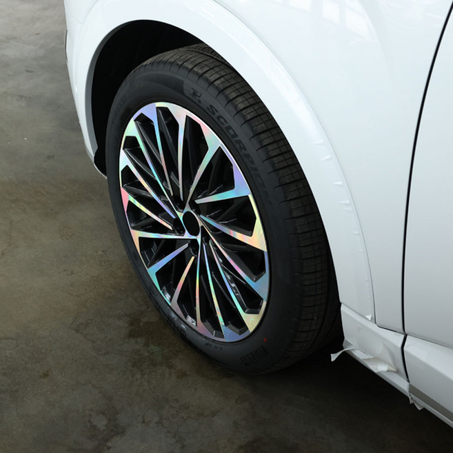 [엔블랙] 2025 디올뉴 팰리세이드 LX3 용품 21인치 카본 홀로그램 휠 튜닝 스티커, 유광화이트, 1개