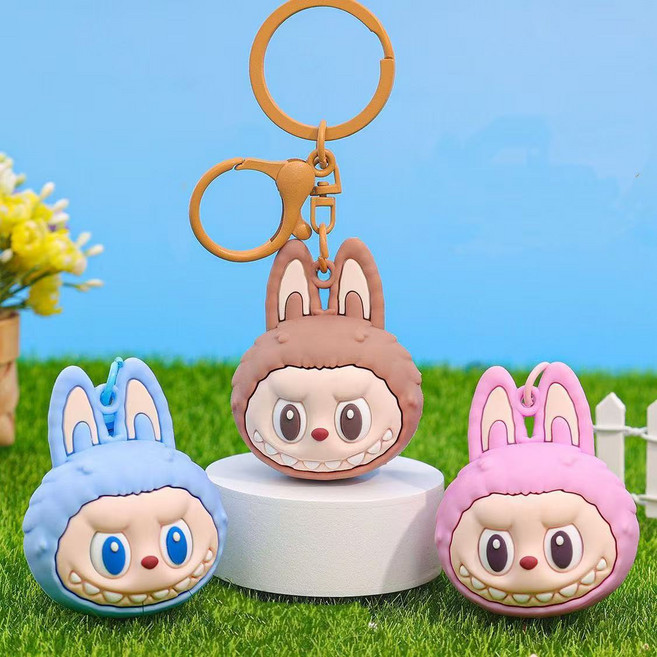 번블랙 라부부 LABUBU 캐릭터 피규어 키링 팝마트 키홀더 자동차 가방장식 굿즈, 1세트, 페이스 라부부 3종