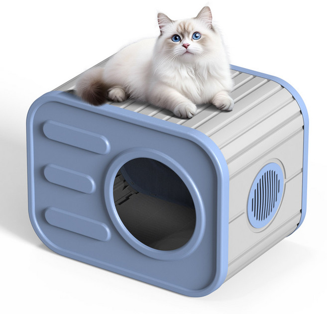 지오리빙 고양이집 강아지집 캣하우스 개집 야외 마당 애완견 하우스 사계절 숨숨집 화장실, 1개, CH017A/그레이+블루