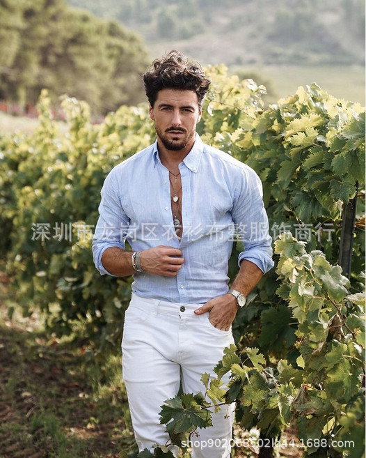 【商務休閒】男士襯衫 長袖襯衫 翻領襯衫 開衫襯衫 休閒襯衫 商務通勤 純棉舒適 多色可選 春秋季百搭