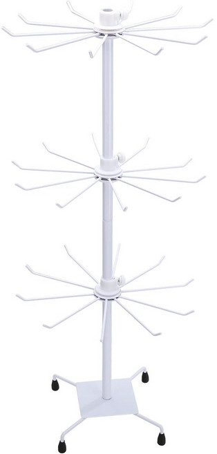 이동식 회전 진열대 악세사리 키링 스카프 걸이 3단, 화이트, 1개