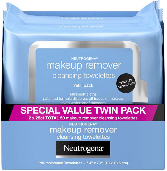 뉴트로지나 메이크업 리무버 클렌징 타월렛 19 x 18.5cm, 2개, 25매입