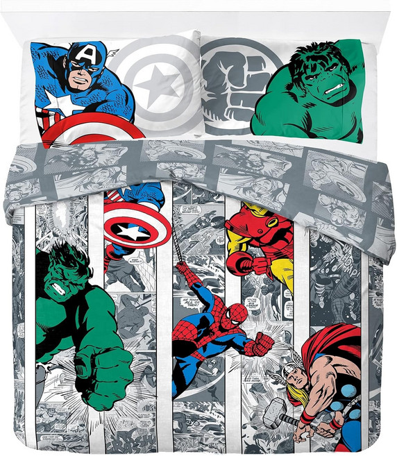 마블 어벤져스 싱글 더블 침대 커버+이불커버+배게 커버 3종 세트 Mavel Avengers Duvet set