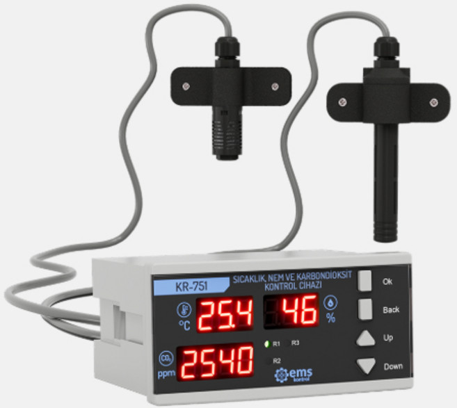 온습도 Co2 멀티센서 KR-751 릴레이아웃 스마트팜 버섯농장 산업안전 제어반 매립형 RelayOut 센서, 1개