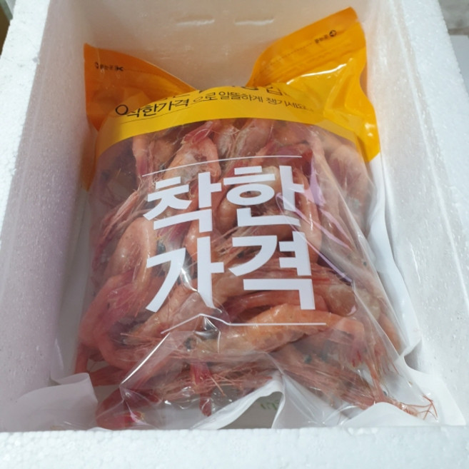 웰빙건어물 국산 울진홍새우 독도홍새우 홍생새우 생새우 1kg 한박스 튀김용 구이용 찜용 각종찌게용, 1박스
