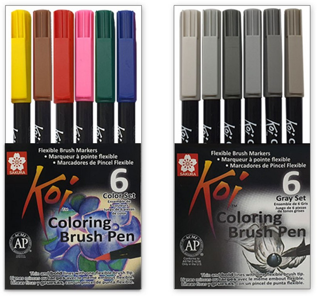 사쿠라코이 컬러링 브러쉬 펜 6색 세트, 02 Gray, 1개