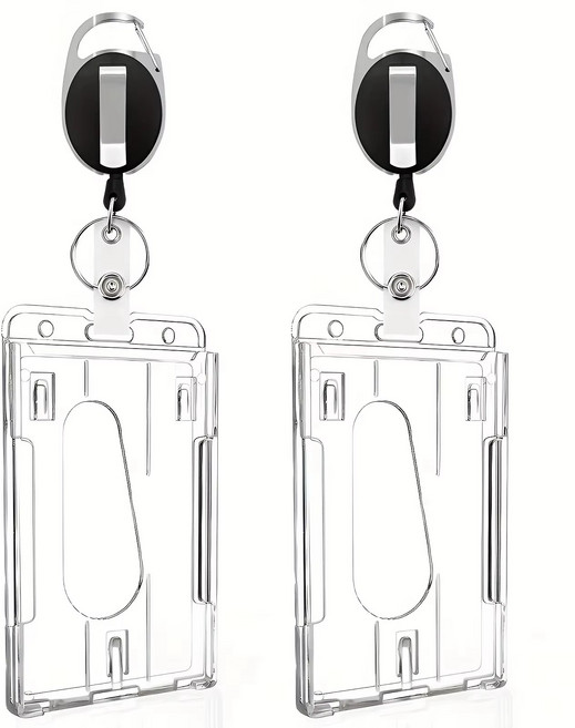 카드 홀더 사원증 세로형 10 x 6 cm, 투명한, 2개