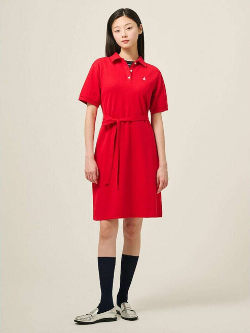 [국내정품] 빈폴레이디스 [Essential] 피케 원피스 레드 (BF5471E016) . 데일리룩 캐주얼룩 간절기