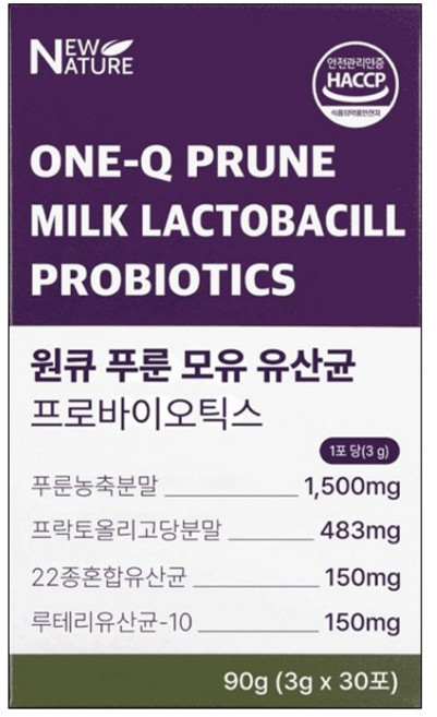 원큐 푸룬 모유유산균 30포, 1박스, 3g