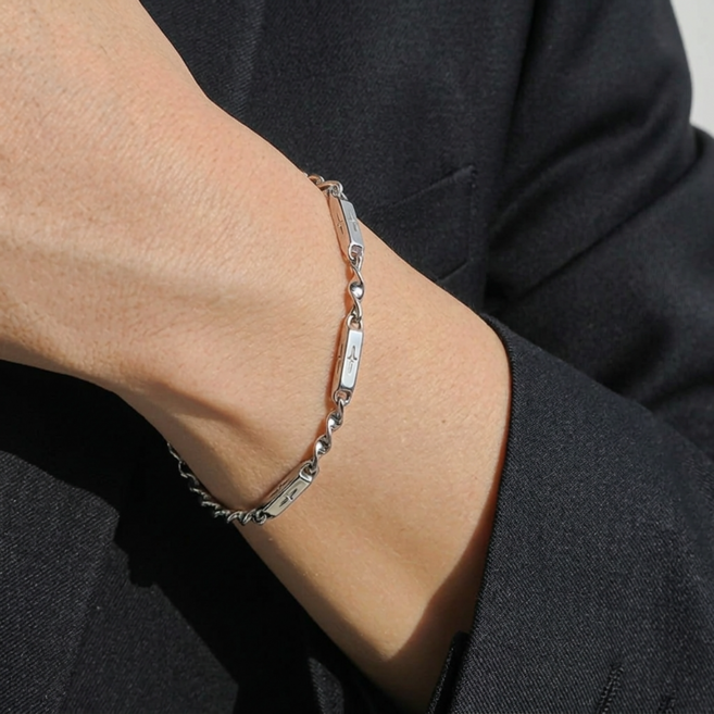 블리버킷 미니멀 남자 팔찌 티타늄 써지컬 팔찌