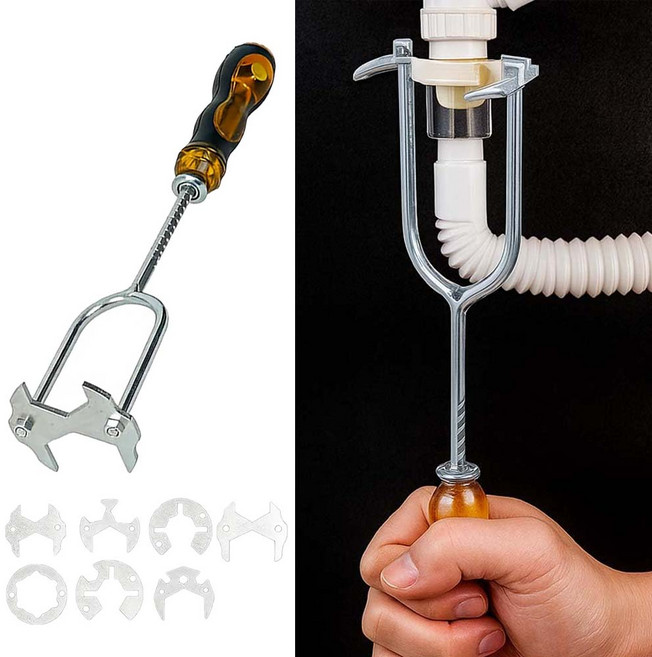 루베이 배관 렌치 세트 신축 손잡이 리필헤드 교환가능 가정용 배관 수리 공구 주방/욕실/수전, 1개