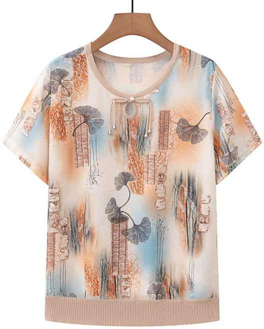 라라티나 안드라 중년 여성 여름 라운드 반팔 티셔츠