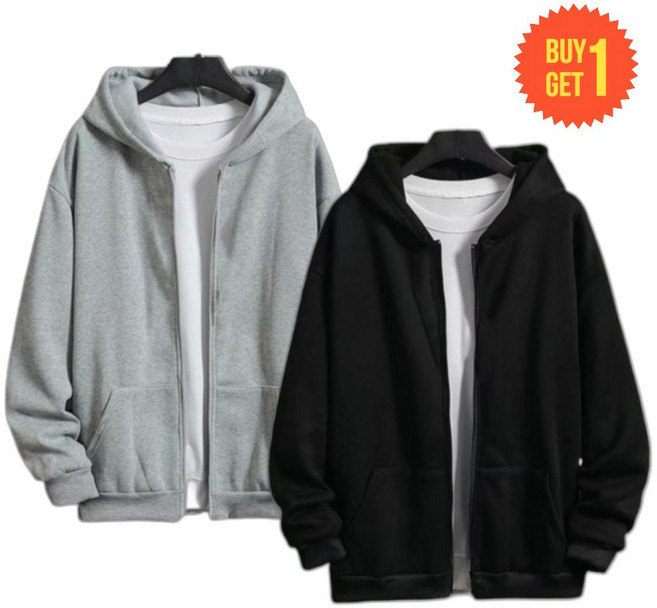 어비스카이 1+1 봄 가을 데일리 오버핏 후드집업 남녀공용 기모없는 후드 아우터