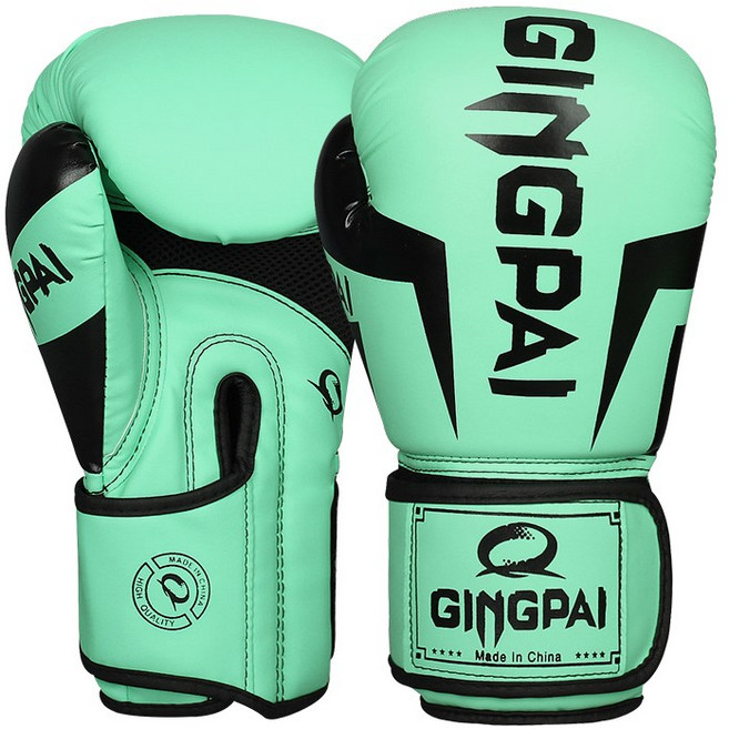 GINGPAI 권투 글러브 타이 트레이닝 글러브 격투 무술 장갑 6-12oz GG1H, 1세트, 라이트 그린