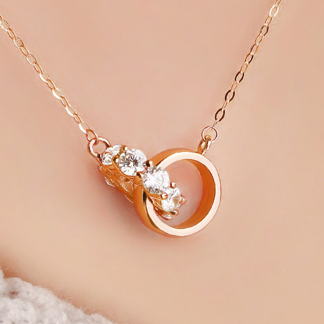 주리에떼 14K 18K 데일리 큐빅 루첸 레이어드 더블링 금 목걸이