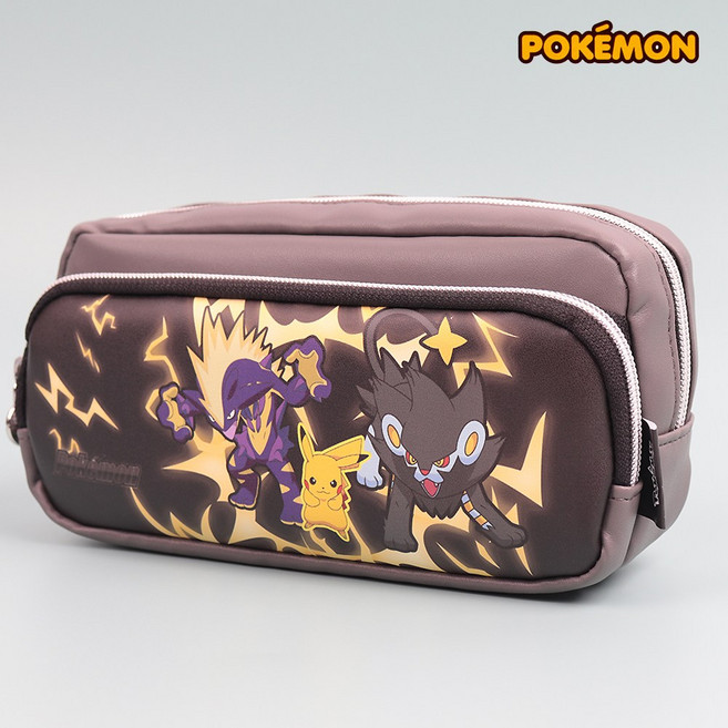 포켓몬 정품 주머니 2개 필통 초등 학생 펜슬케이스 파우치, 그레이