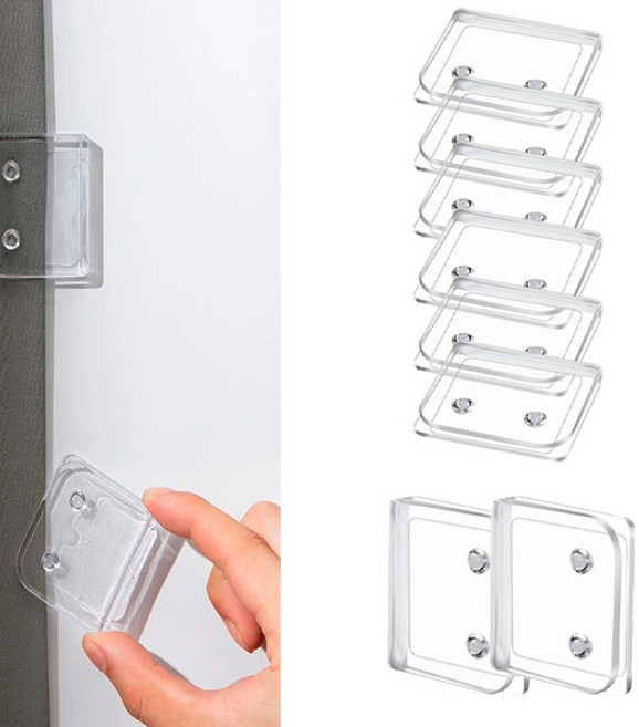 아이베란다 커튼 고정 부착 고정식 집게 클립 8개, 투명, 1개