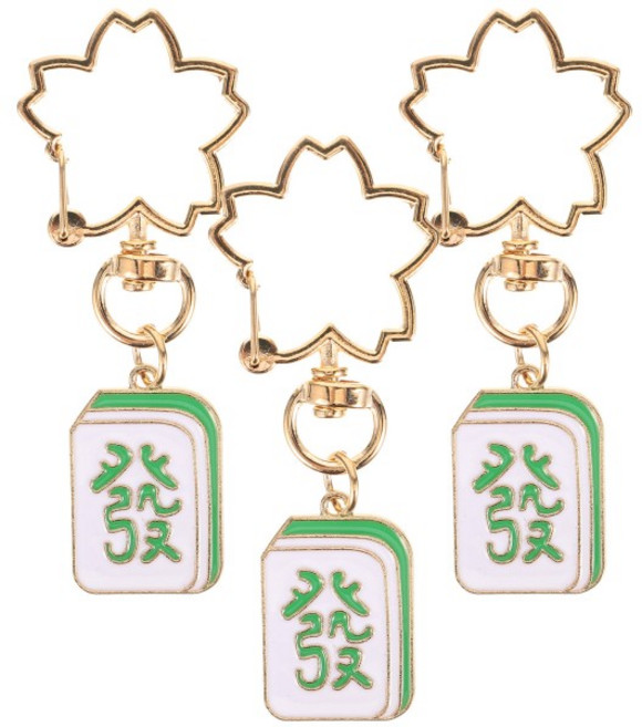 쿠쿠스토어 3Pcs 마작 열쇠고리 튼튼한 아연 합금 키 장식을 위한 참신한 디자인 패션 액세서리 선물