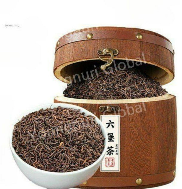 특산급 광시 오주 정통 육보차 - 진년 숙성 노차 흑차 우드버킷, 500g