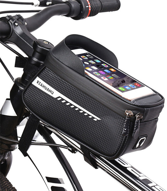 GEMBUTT 자전거 프레임 방수 수납함 휴대폰 거치대 가방, 블랙, 1개