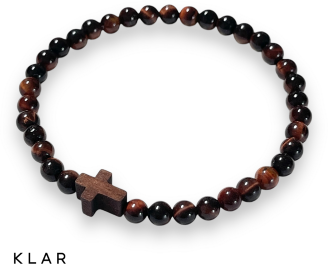 클라(KLAR) 천연 적호안석 샤벨 십자가 팔찌 (4미리)