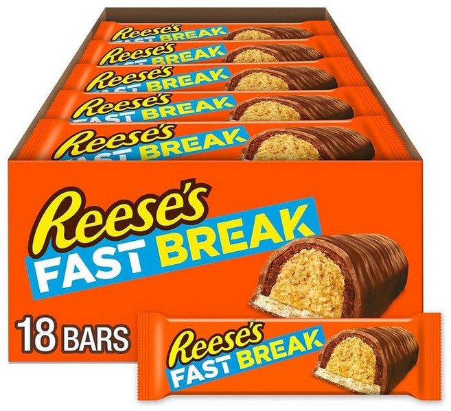 Reese's 리세스 패스트 브레이크 땅콩버터 누가 캔디바 51g, 18개