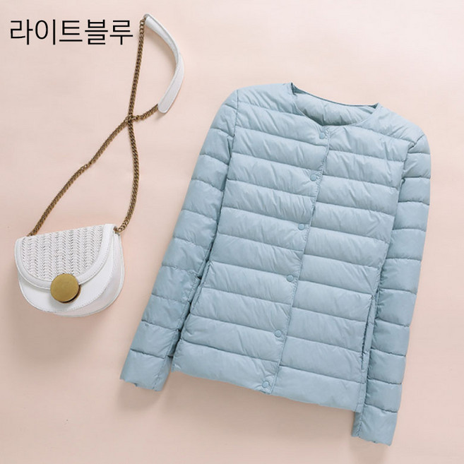 차쿠 여성 오리털 경량 라운드 패딩점퍼 경량 덕다운 오리털 패딩점퍼 중년 빅사이즈