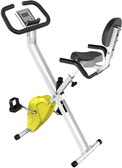 健康老師 Health-Shih X型折收健身車 居家室內運動腳踏車 靜音可調阻力, 1個, 光輝黃