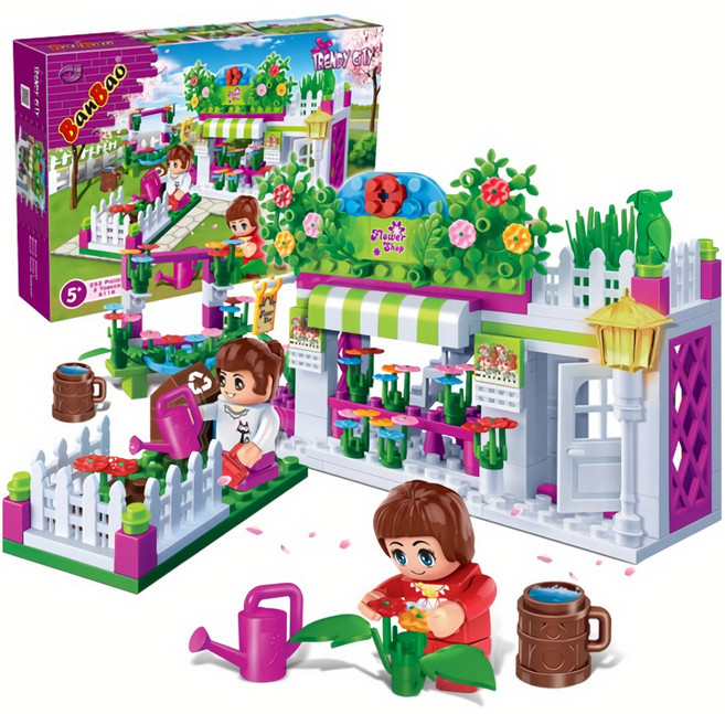 블록 장난감 아이큐 블럭 아기 유아 돌아기 유치원 플라워샵, 1개