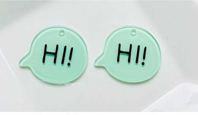 2개) 아크릴 컬러 말풍선 HI 펜던트 악세사리 키링 부자재, 민트, 1개