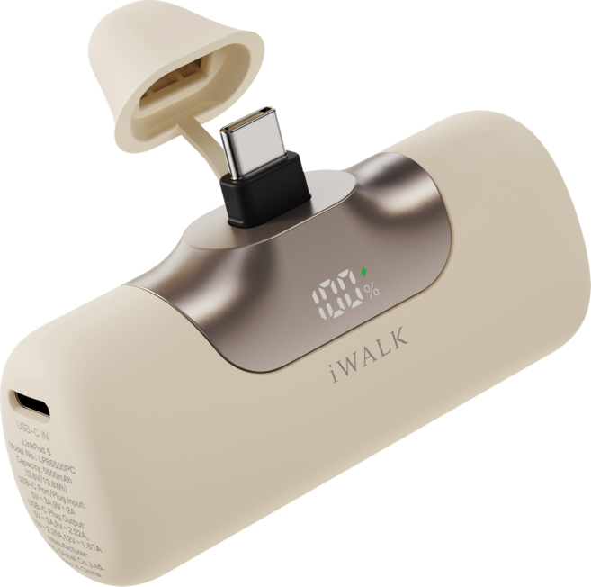 iWALK 6代口袋行動電源 5500mAh 20W快充, 奶茶色, LPB5500PC