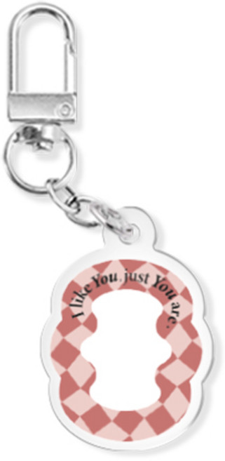 레터링 시리즈 에어팟 버즈 열쇠고리 아크릴 키링, 체크 웨이브_더스티 핑크