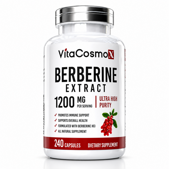 VitaCosxmoX 비타코스모엑스 베르베린 Berberine HCI 1200mg, 1개, 240정