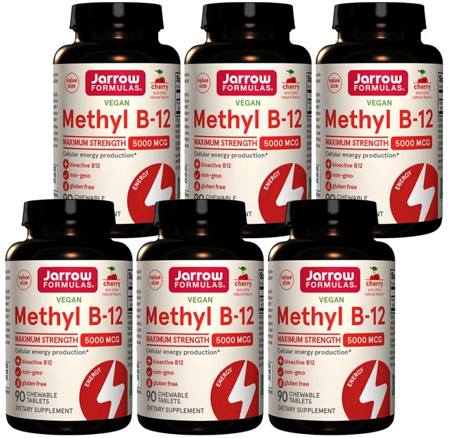자로우 포뮬러스 비건 츄어블 메틸 비타민 B12 5000mcg 체리맛 90정 6통, 90정 × 6개 - 쿠팡